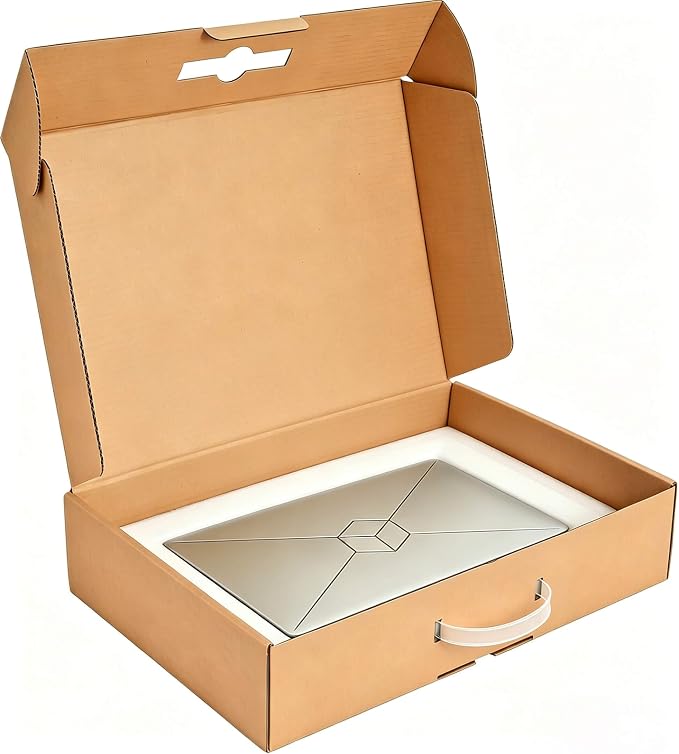 Laptop Return Boxes Great for Laptop Computer Shipping or Storage | Laptop Shipping Box Laptop Mailer Box with Foam Protection and Carrying Handle Fits Screen Sizes Up to 17.6 Inch (White)