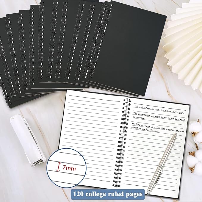 12Pack Spiral Notebook, 5.7x8.3” Small Notebooks for Work 120Page Note Pads | Multipack Blank Kraft A5 College Ruled Notebook Journal Spiral Bound for Writing Lined Notepad for Office School Journaling