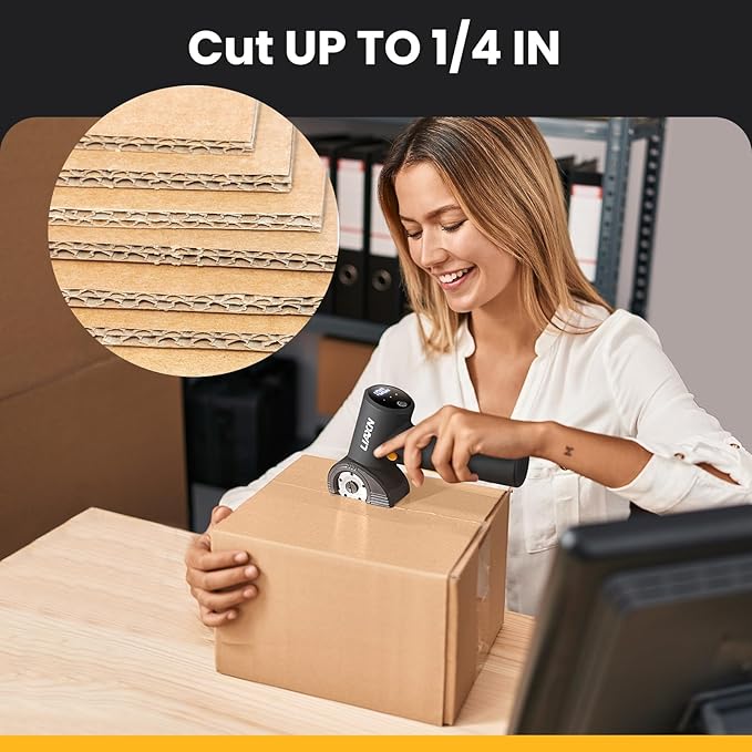 Cardboard Cutter 4000mAh 450RPM 3 Speeds Powerful Cordless Electric Scissors - Cardboard Box Cutter, Power Box Cutter, Rechargeable Electric Scissors for Cardboard Fabric Plastic Carpet Cutting Tool