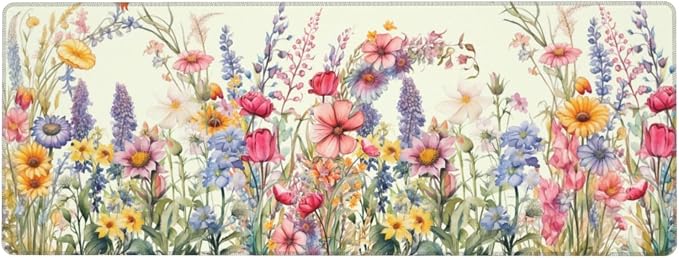 Flower Mouse Pad XL Large Mousepad Non Slip Rubber Base Desk Mat for Laptop Computer Gaming 31.5" X 12"