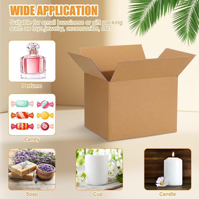 Yeaqee 72 Pcs 8x6x6 Inch Shipping Boxes Corrugated Cardboard Small Shipping Boxes for Packaging Mailing Packing Moving Small Business Storage Crafts Gifts (Kraft Color)