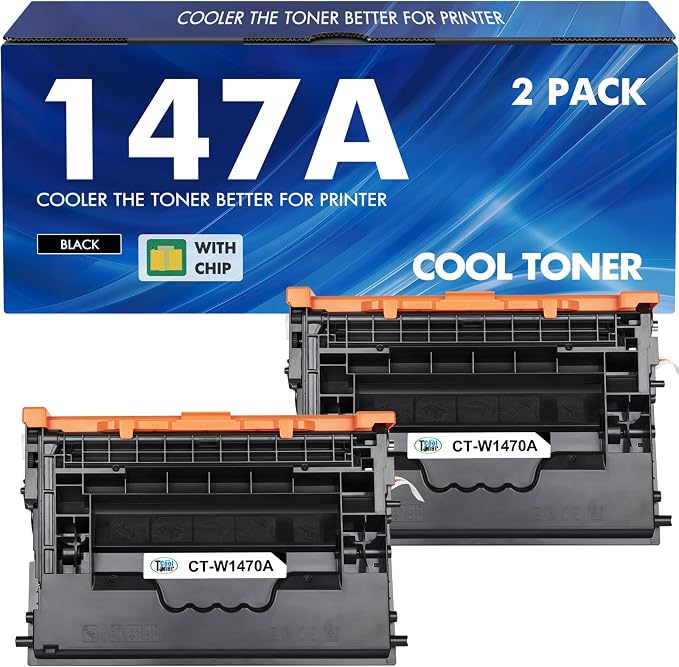 147A Black Toner Cartridge with Chip for HP 147X W1470A M610 M612 2 Pack | Compatible for HP 147A 147X for HP LaserJet Enterprise M610n M611dn M611x M612dn M612x MFP M634h M635fht M635h M636fh Printer