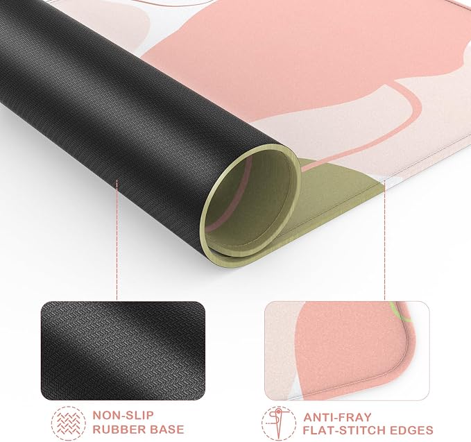 Mouse Pad with Stitched Edge, Multiple Patterns Computer Mouse Pads with Non-Slip Rubber Base, Washable Cloth Mousepad, for Gaming, Laptop, PC (Rose Bloom)