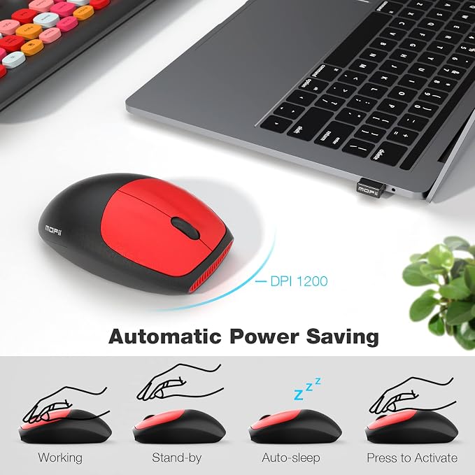 MOFII Wireless Keyboard and Mouse Combo Silent, Slim Compact 2.4G USB Full Size, Cute Keyboard 110 Keys for PC, Notebook, MacBook, Tablet, Laptop, Windows System