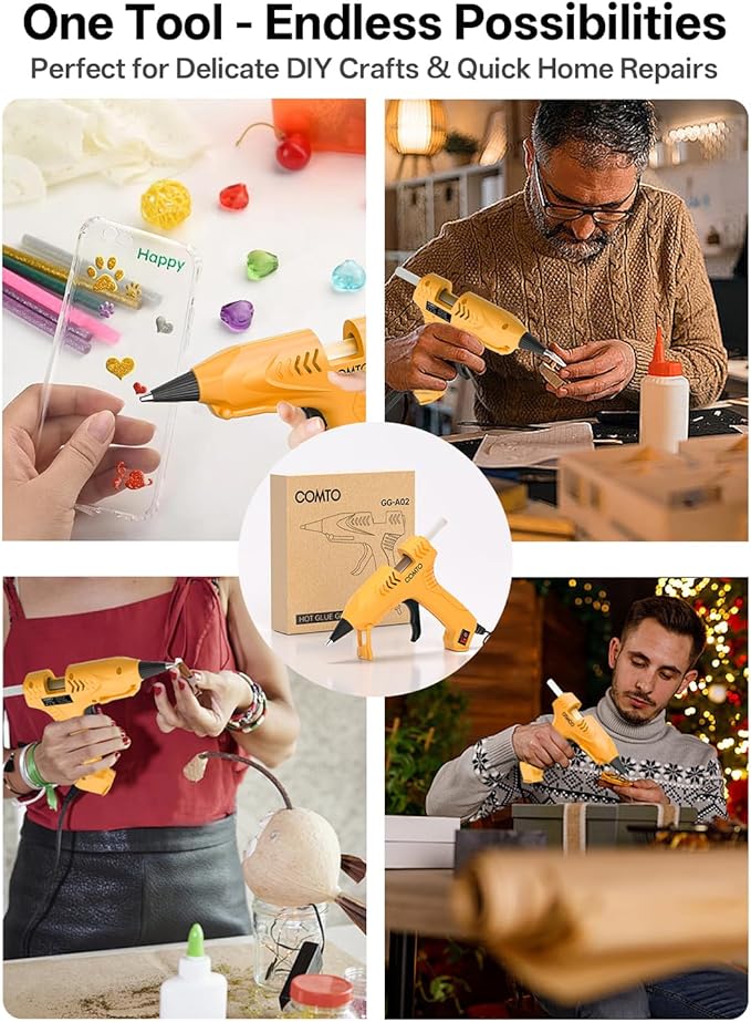 Hot Glue Gun Kit with 30 Sticks, 20W Fast Preheating Mini Hot Glue Gun and Sticks Set for School Crafts DIY Arts and Quick Home Repairs, Yellow