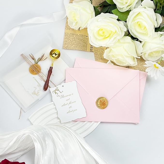 YINUOYOUJIA 50 PCS Pink Specialty Paper Envelopes A7, 5 x 7 Envelopes for Invitation, Great for Wedding Invitation Cards, Photos,Perfect for Birthday, Baby Shower, Graduation, Christmas