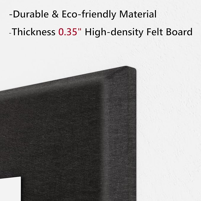 Large Cork Board for Wall, Black Felt Bulletin Board with Pushpins, 36" x 24" 6 Panels Wall Tiles, Tack Push Pin Boards for Office