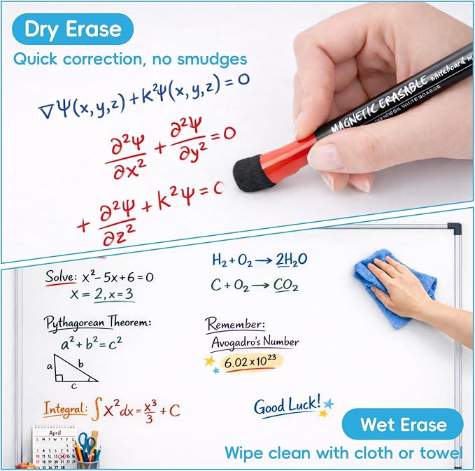 EMART Dry Erase Markers Fine Tip 12 Colors Magnetic White Board Markers | 1-2mm Thin Whiteboard Pens with Eraser Cap Low Odor for School, Classroom, Office, Home, Teacher Must Haves