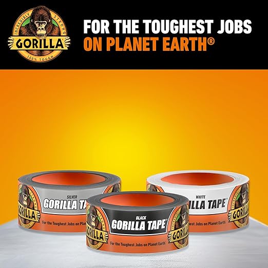 Gorilla Duct Tape, Black Tape, 1.88" x 35 yd (Pack of 2) - Heavy Duty and Weather Resistant for Indoor or Outdoor