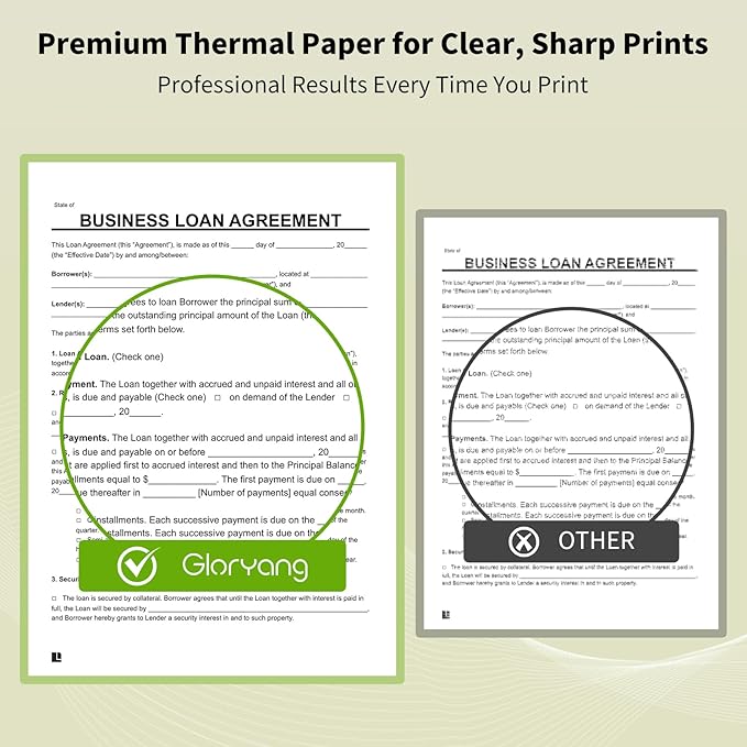 Thermal Printer Paper 8.5''x11'' US Letter Size, 4 rolls, 100 sheets, Thermal Paper Quick-Dry, Advanced Clear Printing, Compatible with Gloryang & JADENS PD-A4 Thermal Printer