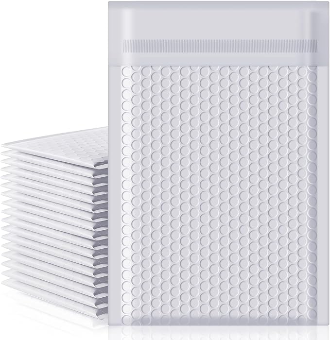 packbabol Bubble Mailers 8.5x12" 50 Pack Grey and White Padded Envelopes Mailers Waterproof Usable Size 8.5x11 Self-Seal Padded Mailing Envelopes Bubble Opaque Padded Mailer for Small Businesses，#2