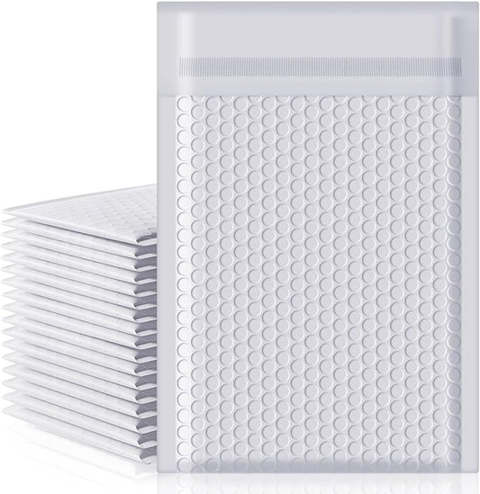 packbabol Bubble Mailers 8.5x12" 50 Pack Grey and White Padded Envelopes Mailers Waterproof Usable Size 8.5x11 Self-Seal Padded Mailing Envelopes Bubble Opaque Padded Mailer for Small Businesses，#2