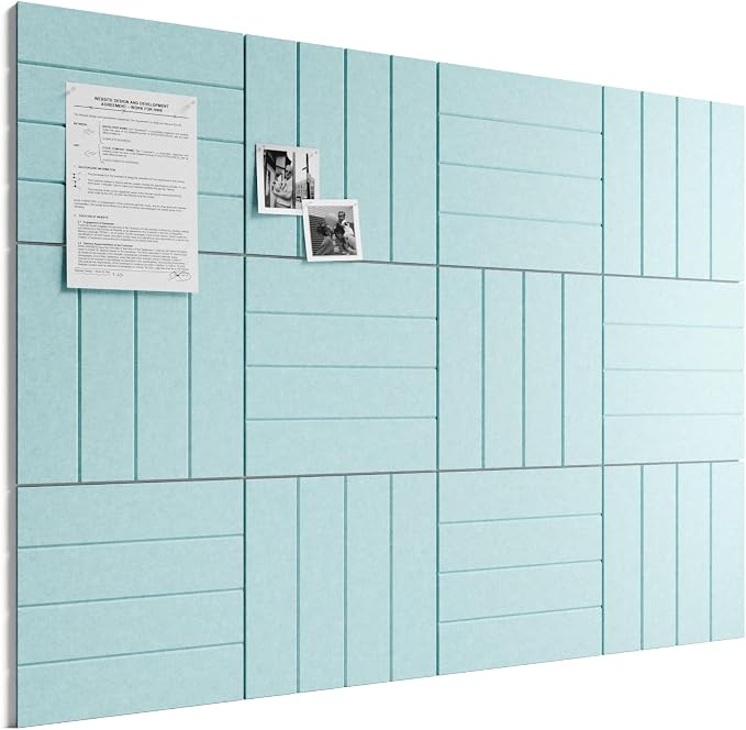 Bumusty 48" x 36" Large Cork Board Alternative, Aqua Blue | 12-Pack Felt Bulletin Board Tiles, 60 Adhesive Tabs, 30 Pushpins, Home, Office, Classroom, Vision Board