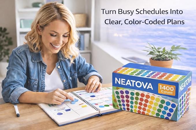 1400 Colored Dot Stickers, 3/4 Inch Round Color Coding Labels, Multi Color Circle Labels for Classroom Supplies, Office Organization, Pricing Stickers, Inventory Labels, Teachers, Kids Crafts