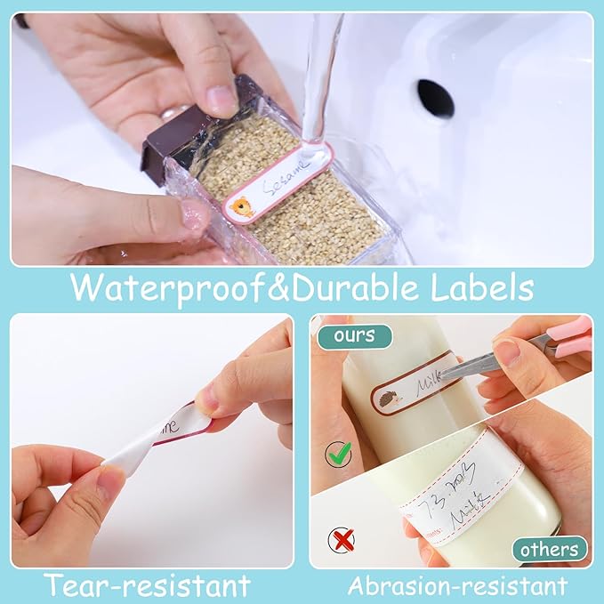 480 Pcs Baby Bottle Labels for Daycare, Waterproof Name Labels Self-Laminating, Write-on School Name Labels for Kids Name Tags Stickers(Cute Animal Style)