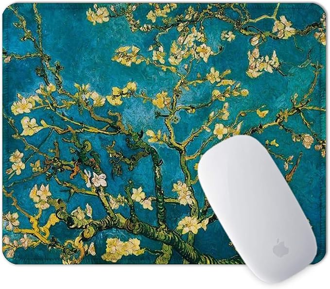 BOSOBO Mouse Pad, Art Design Blossoming Almond Tree Mouse Mat, Anti Slip Floral Mousepad for Desktop, Computer, PC and Laptops, Customized Mouse Pad for Office and Home, Rectangle 10.2 x 8.3 Inch