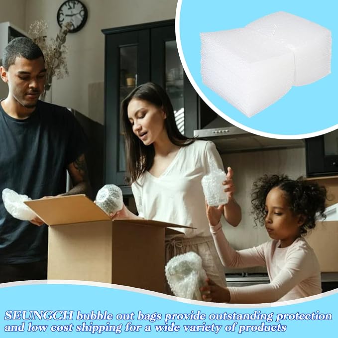 50Pack 8x10" Clear Bubble Out Bags, Double-Wall Cushioned Pouch for Packing | Double-Wall Shockproof Bubble Cushioning,Lightweight Durable,Ideal for Shipping,Moving Fragile Small Items Storage