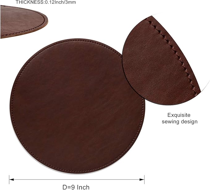 Besezx PU Leather Mouse Pad with Stitched Edge Micro-Fiber Base with Non-Slip Waterproof，Mouse Pad for Computers，Laptop，9 x 9 Inch (Rose Gold)