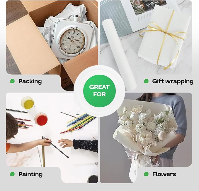 White Kraft Paper Roll 12" x 1200" (100 feet) with Cutter - USA-Made Wrapping Paper for Packing, Moving, Shipping & Crafts/Arts - 100% Recyclable Natural Craft Material by IDL Packaging | Wrapping Paper for Packing, Moving, Shipping & Crafts/Arts - 100...