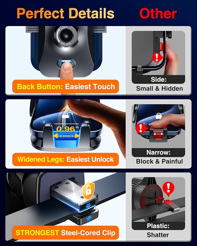 VANMASS【85+LBS Strongest Suction & Military-Grade Ultimate Car Phone Mount | 【Patent & Safety Certs】 Cell Phone Holder for Dash Windshield Vent for iPhone 17 Pro Max Automobile Interior Sets, Blue