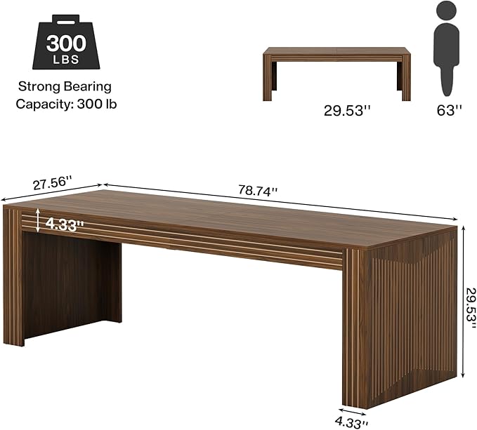 Tribesigns 79-Inch Extra Long Desk Set of 2, Two Person Double Desk for Home Office, Wooden Long Computer Desk Writing Table for Office, Dark Brown