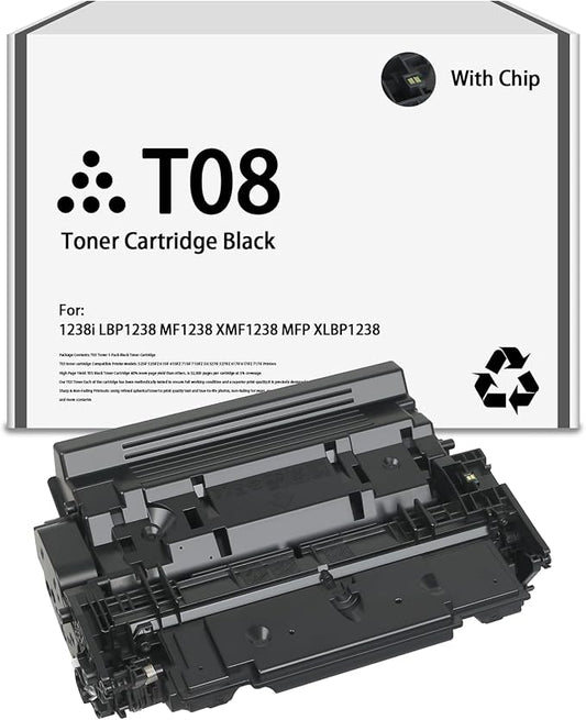 3010C005A T08 Black Toner Cartridge Compatible with Canon T08 Toner ImageCLASS 1238i LBP1238 MF1238 XMF1238 MFP XLBP1238 Printers（1Pack