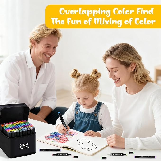 80 Colors Alcohol Markers Set, Dual Tips Blender Art Markers for Drawing Sketching Coloring Artist Pens and Underlining, Professional Permanent Sketch Markers for Kids Adult Coloring