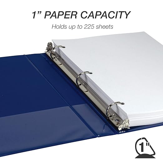 Samsill Durable 1 inch 3 Ring Binder, D Ring Binder, 100% Recycled Chipboard, Blue, 12 Pack