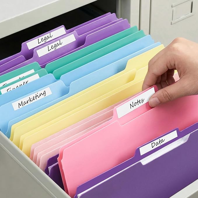 Comix Plastic File Folders, 6 Pastel Colors, Letter Size 8.5x11, 6 Pack | 1/3-Cut Tabs, Poly Folders, For Documents, Office, Home, School Organization