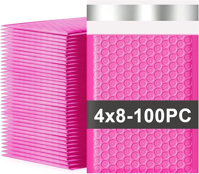 Small Bubble Mailers 4x8 Inch 100 Pack Waterproof Padded Envelopes Self Seal Adhesive Shipping Bags for Mailing Cards Jewelry Makeup and Small Business Packaging