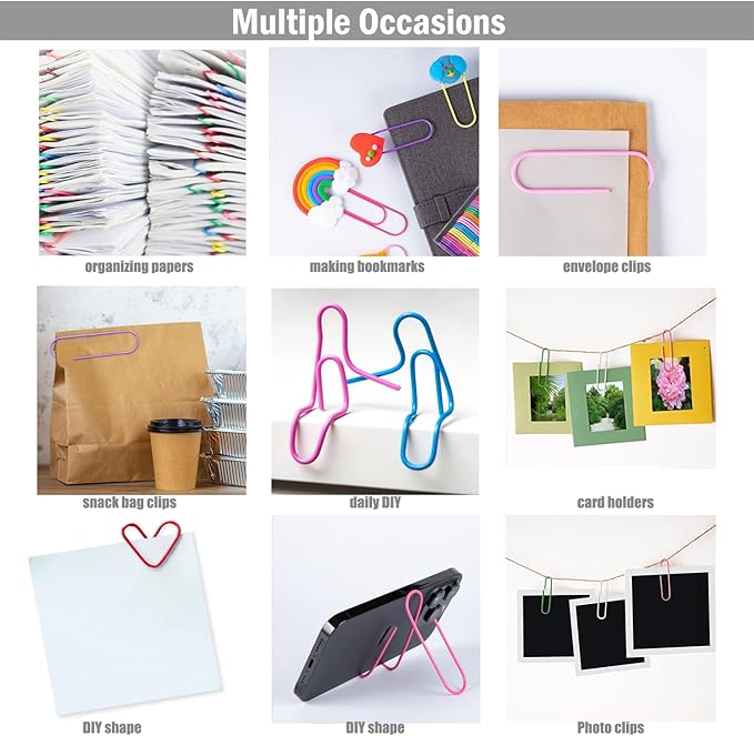 Jumbo Paper Clips, 40 Pcs 4 Inches Large Paper Clip Holder - Vinyl Coated Multicolored Extra Large mega Paperclips for Office School Document organizing