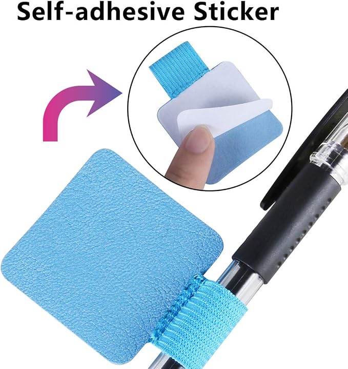 SLSON 12 Pack Notebook Pen Loop Holder Self-Adhesive Pen Holder Pencil Holders Elastic Loop Designed for Notebooks Journals Calendars (12 Colors)