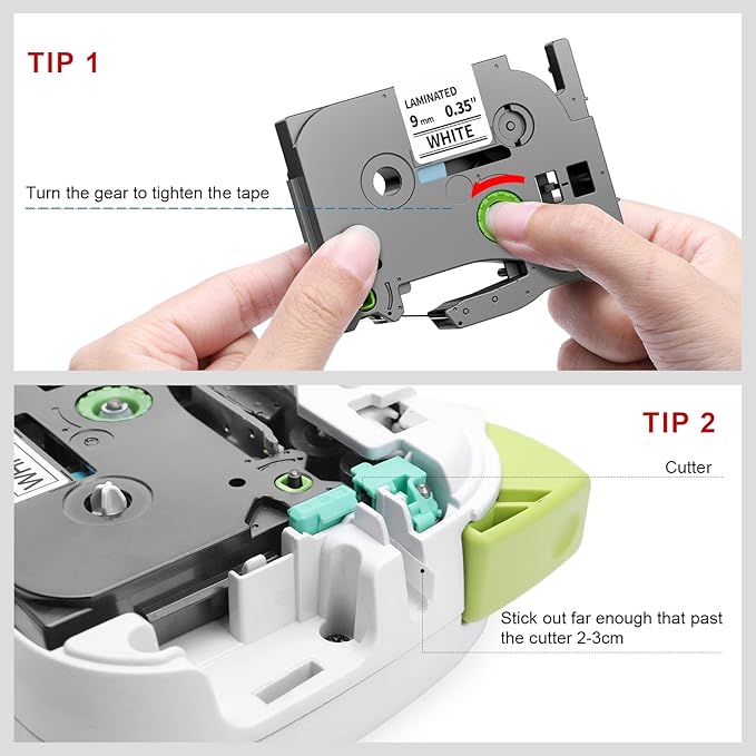 Label KINGDOM TZe-221 Compatible with Brother P Touch TZe221 9mm 0.35" Laminated White TZ Label Maker Tape Black on White 3/8 Inch for PT D210 D220 H110 D400, 4-Pack