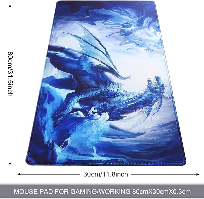 Gaming Mouse Pad,Large Mouse Pad Size 31.5x11.8Thickness 0.12inches,Premium-Textured Non-Slip & Waterproof Computer Mousepad with Stitched Edges for Gaming,Office & Home80x30Girldragon006