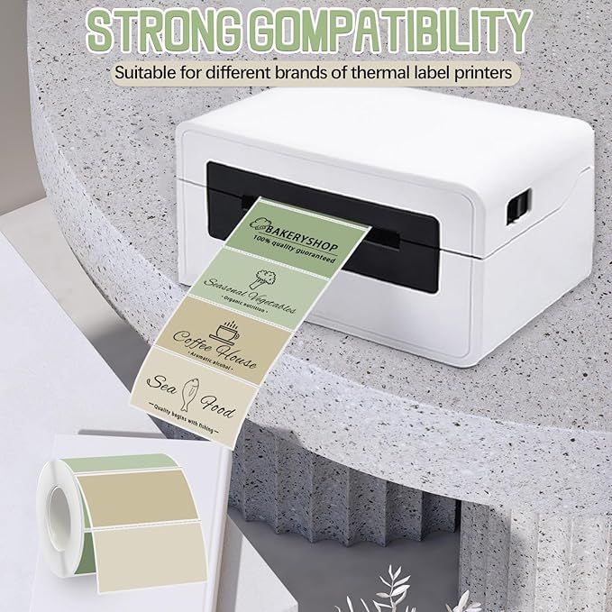 Starboling 2x1 Thermal Labels,Address Barcode Self-Adhesive Thermal Printer Stickers for Logo Design,Name/Price Tag,Address（Green Gradient）