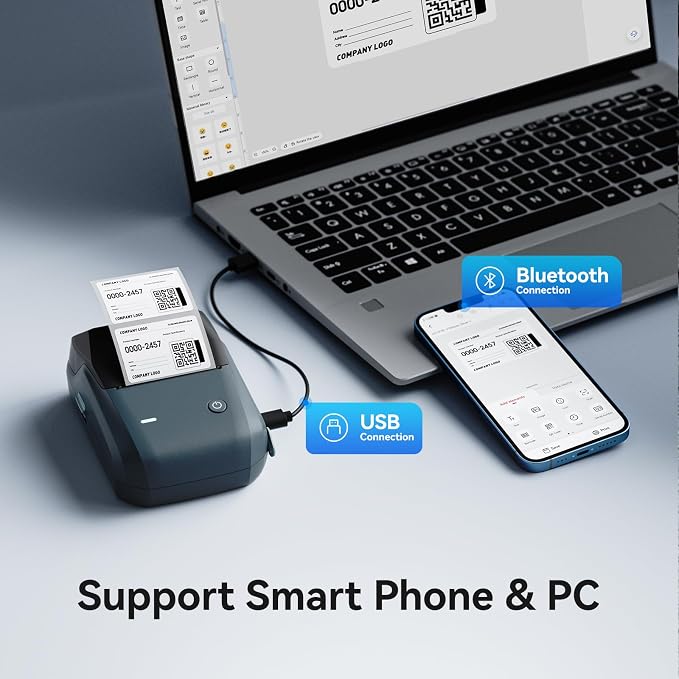 NIIMBOT B1 Label Maker with Tapes Set, 2 Inch Thermal Label Printer, Blue | Labeling for Home Office School Small Business, Crafts, Retail,Support Smartphones & PC,Come With 3 Rolls Tapes