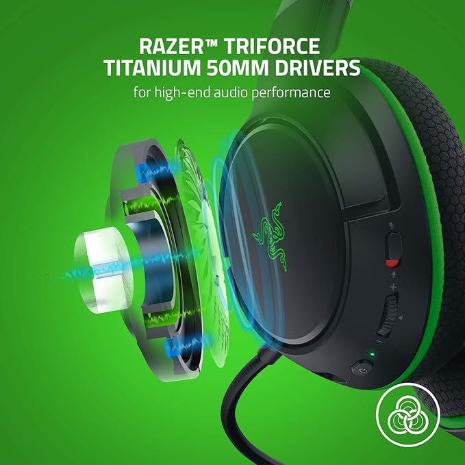 Razer Kaira Wireless Gaming Headset for Xbox Series X|S, Xbox One: Triforce Titanium 50mm Drivers - Cardioid Mic - Breathable Memory Foam Ear Cushions - EQ Pairing Button - Windows Sonic - Black