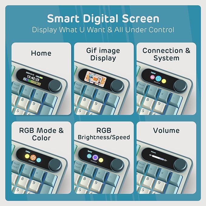 RK ROYAL KLUDGE S98 Mechanical Keyboard w/Smart Display & Knob, Top Mount 96% Wireless Mechanical Keyboard BT/2.4G/USB-C, Hot Swappable, Software Support, Creamy Sounding, 98 Keys