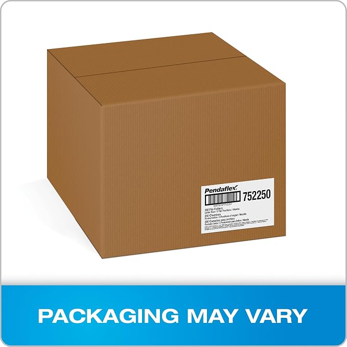 Pendaflex Essentials File Folders, Letter Size, 1/3 Cut, Manila, 250 per Box (752250)