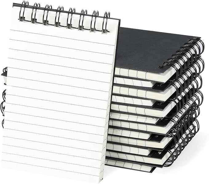 24 Pack Pocket Notebooks, 3x5 inch Small Notepads, Mini Spiral Notebook, Little Pocket Size, Lined College Ruled Paper, Memo Note Pads for Home, Office, School, Travel (Black)