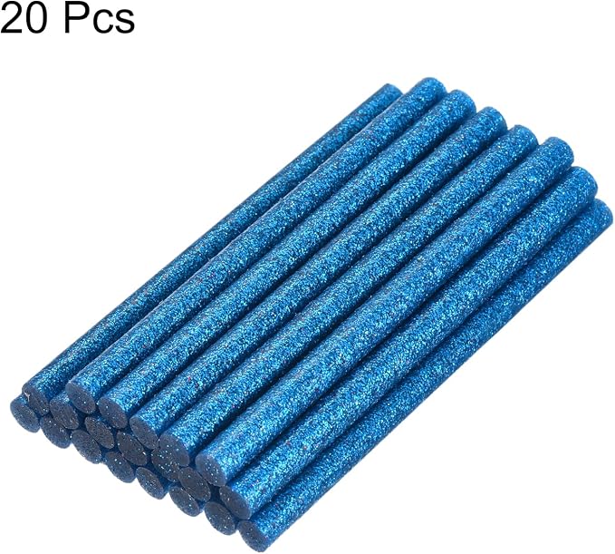 uxcell 20pcs Hot Glue Sticks for Glue Gun 7mm/0.27-inch x 4-inch Mini Hot Melt Adhesive Glue Stick Glitter Bright Blue