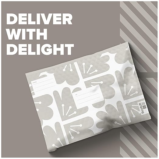 Scotch Poly Bubble Mailers, Assorted Taupe Designs, Size 5 Large, 10.5 in x 15 in, 12 Mailers
