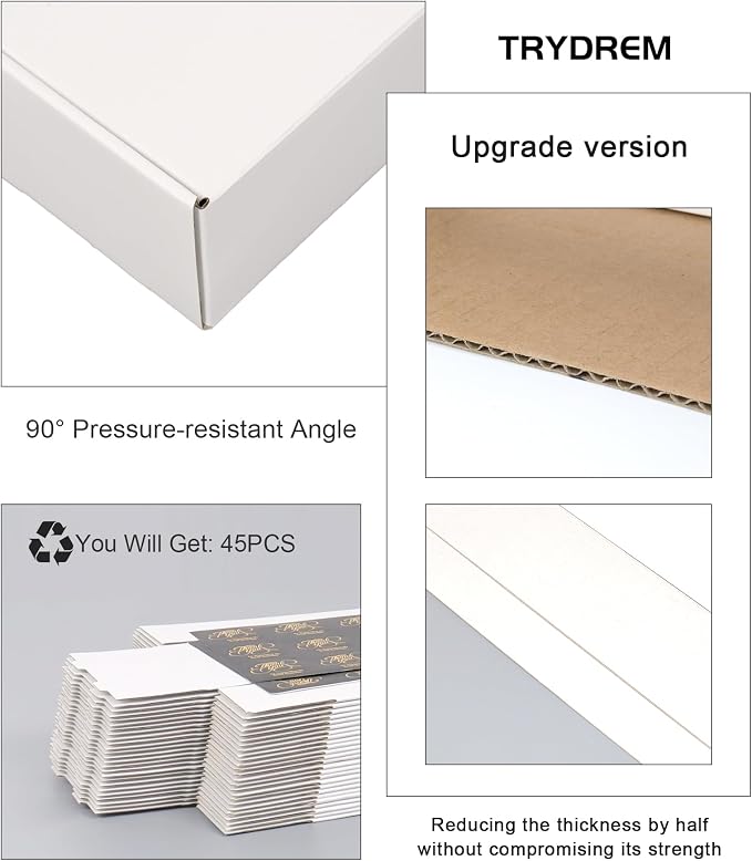 White Shipping Boxes 9x6x2 Inch, Set of 45, Corrugated Cardboard Boxes, Mailer Packaging Boxes for Small Business Gift Literature Shipping