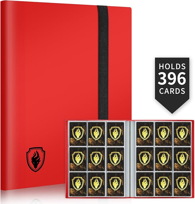 Fabmaker Card Binder 9 Pocket, 396 Pockets Trading Card Binder Case, Red | Collector Card Album for Standard-Size Cards, Side Loading Card Collection Folder for Game Cards, Sport Cards