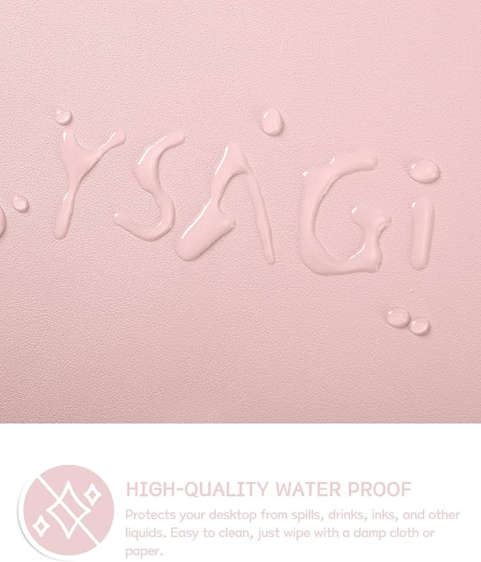 YSAGi Non-Slip Leather Desk Pad Long Size, Waterproof Laptop Computer Desk Keyboard Mat, Table Protector Blotter Mat, Large Mouse Pad for Office/Work/Home/Decor(Pink, 47" x 17")