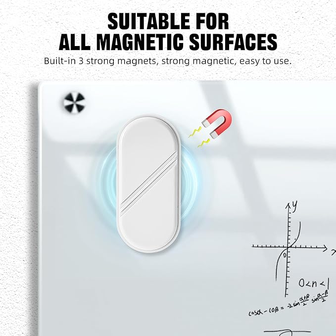 Dry Erase Board Eraser, Magnetic Detachable Whiteboard Eraser 2-Pack, White Board Erasers for Classroom, Glass Board Cleaner, Dry Erase Marker Eraser for Office School Home (White)