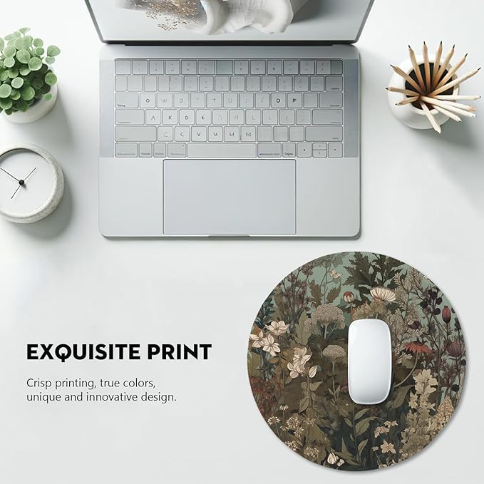 Botanical Elegance Wildflower Mouse Pad - Nature's Palette for Your Desk, Stitched Edges Non-Slip Rubber Base Mouse Pads for Computers Laptop