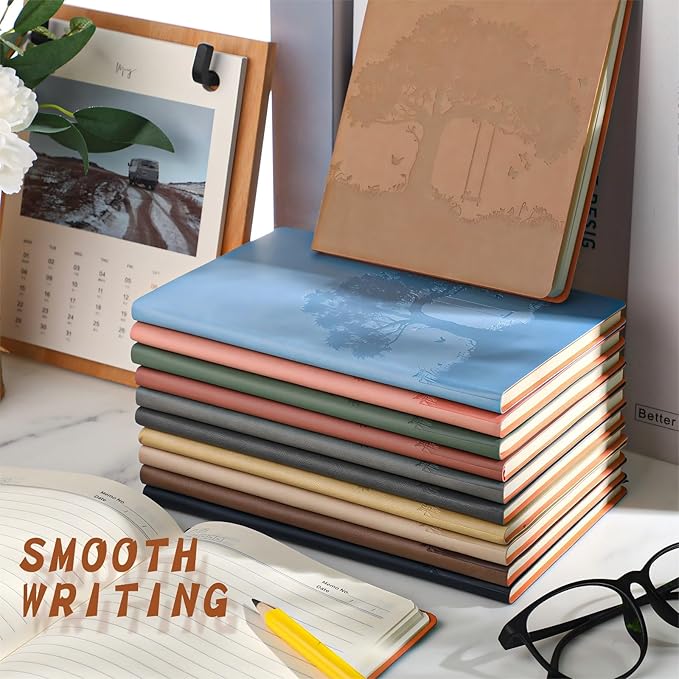 TaoBary 36 Pcs Employee Appreciation Gift A5 PU Leather Journals Bulk Colorful Tree Lined Journal Notebook Soft PU Leather Cover Ruled Writing Notebook for Office School Teacher Nurse (Mixed Colors)