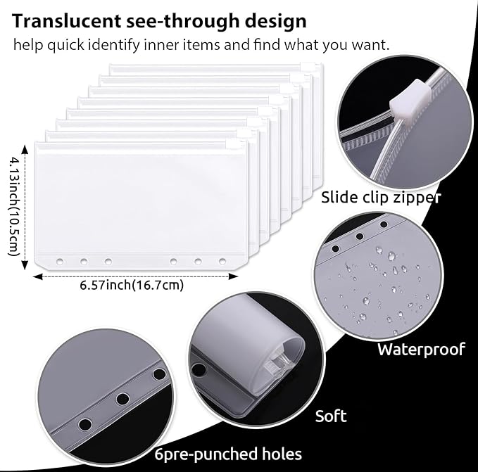 SKYDUE Budget Binder, Money Saving Binder with Zipper Envelopes, Cash Envelopes and Expense Budget Sheets for Budgeting (Mabblepink)