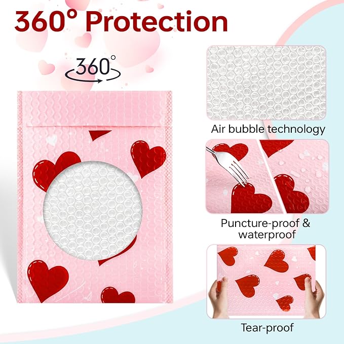 50 Pack Bubble Mailers 6x9 Inch,Self Sealing Adhesive Padded Envelopes,Waterproof Cute Bubble Mailers,Cushioning Shipping Envelopes for Packaging, Mailing, Gifts, Small Business